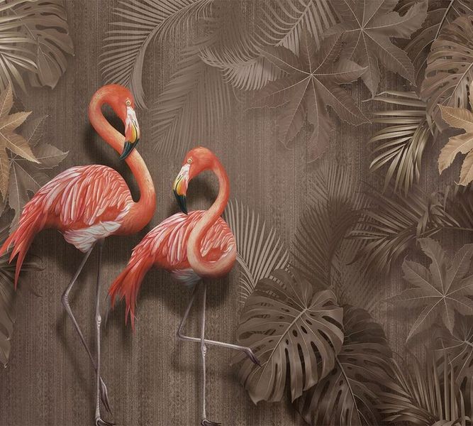 Шторы для ванной «Фламинго в тропической листве» вид 9