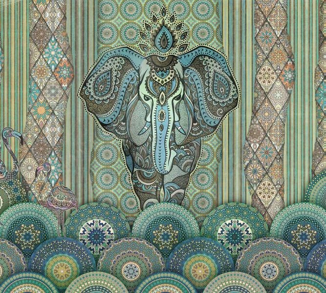 Шторы для ванной «Величественный слон в этническом стиле» вид 9