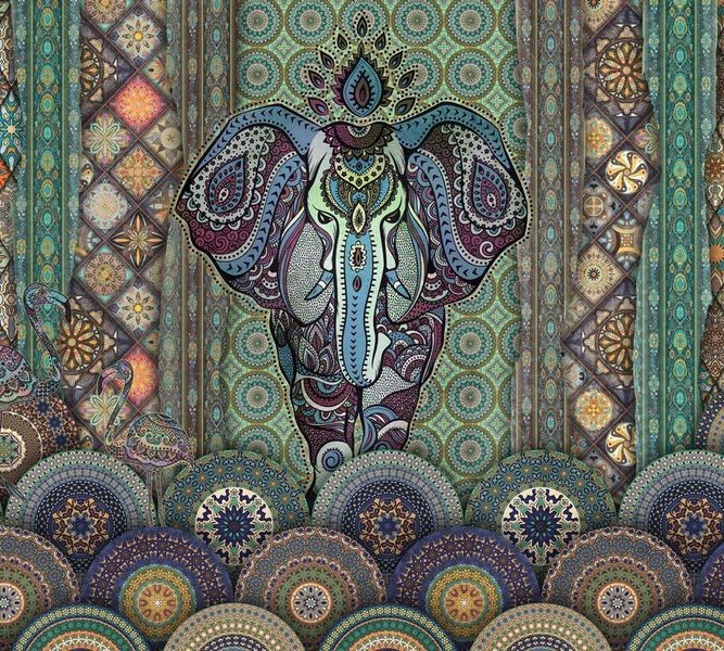 Шторы для ванной «Величественный слон в лиловых оттенках» вид 9