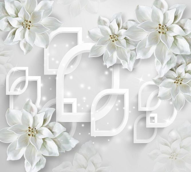 Шторы для ванной «Белоснежные фарфоровые цветы» вид 7