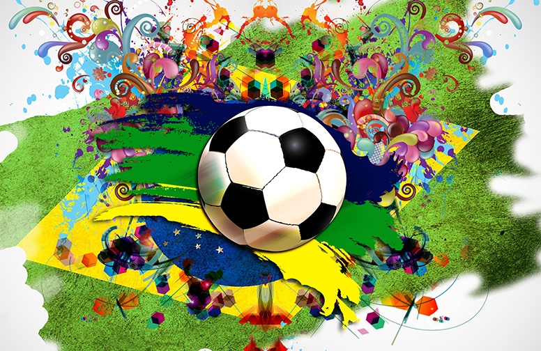 3D Ковер  «Футбольный мяч в ярких красках»