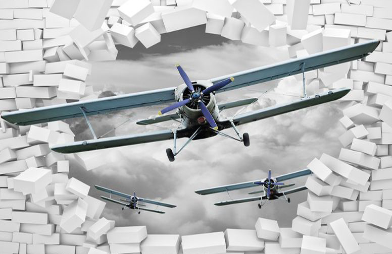 3D Ковер «Самолеты сквозь стену»