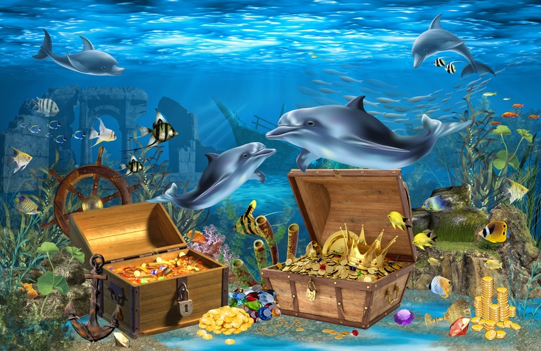 3D Ковер «Дельфины кладоискатели» 