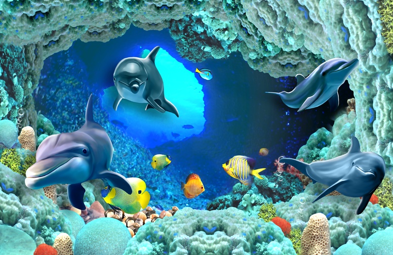 3D Ковер «Пещера под водой» 