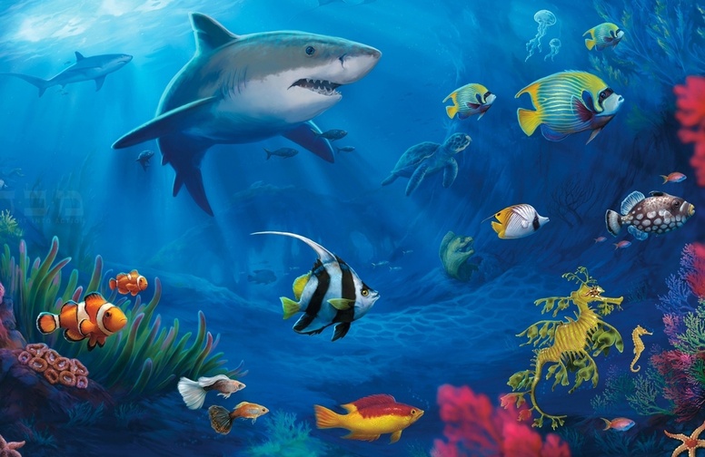 3D Ковер «Акулы в глубине» 