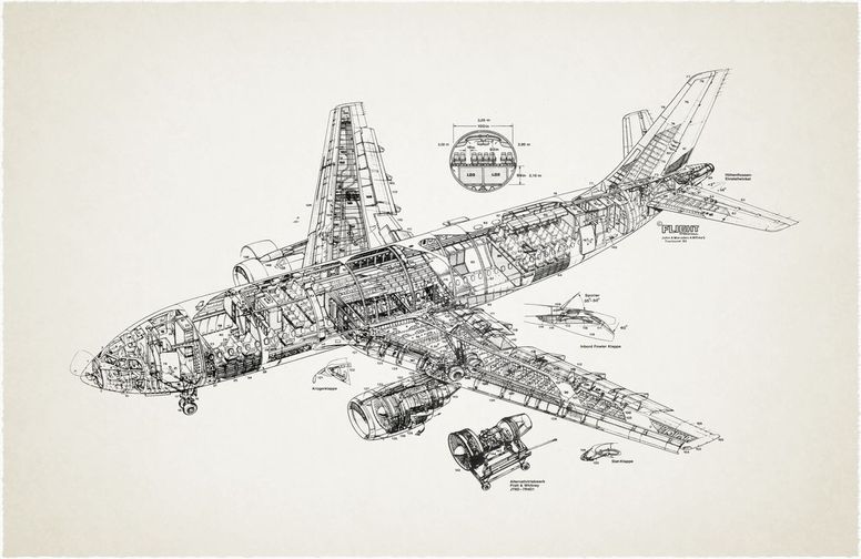 3D Ковер «Самолет чертеж»