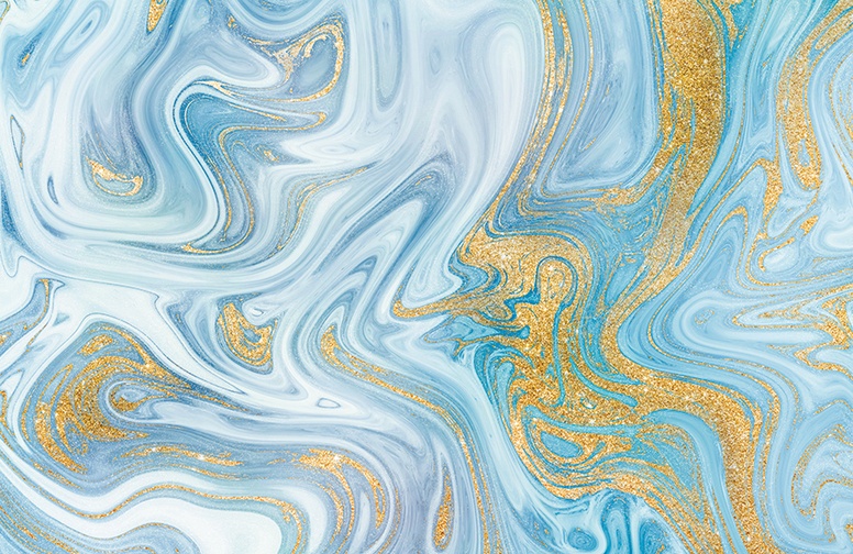3D Ковер  «Муранское золото на голубом»