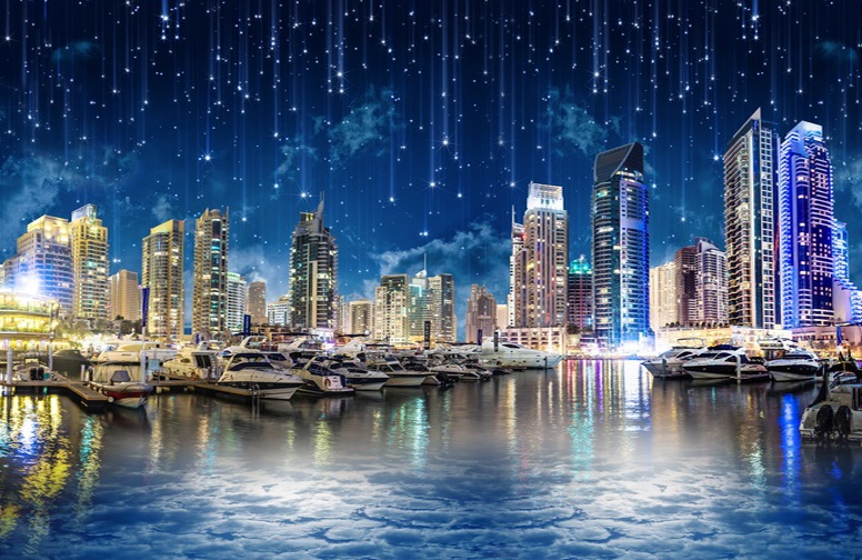 3D Ковер «Звездопад над ночным городом»