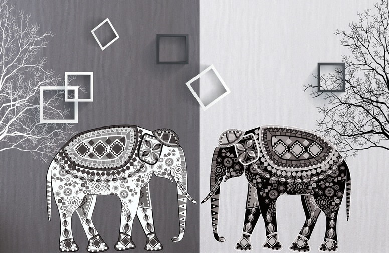3D Ковер «Слоны в стиле модерн»  