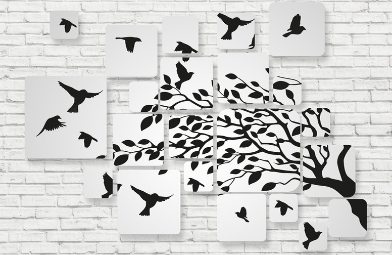 3D Ковер «Птички на кирпичной стене»  