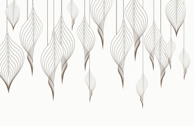 3D Ковер  «Ниспадающие ажурные листья на белом»