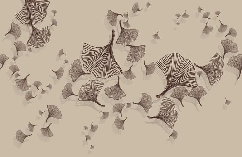 3D Ковер  «Круговорот из цветочных зонтиков в бежевых тонах»