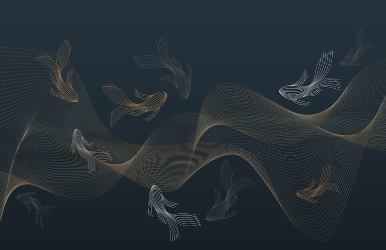 3D Ковер  «Золотые волны глубоко под водой»