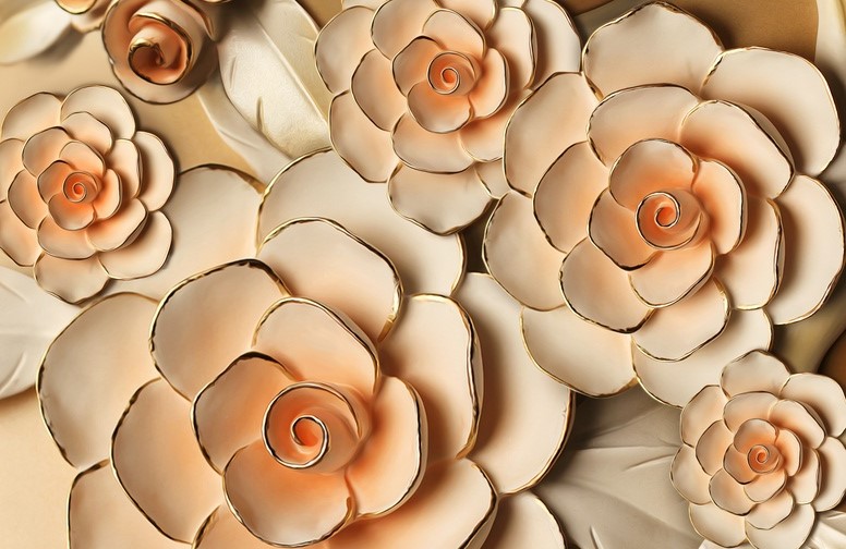 3D Ковер «Букет роз с тиснением под керамику» 