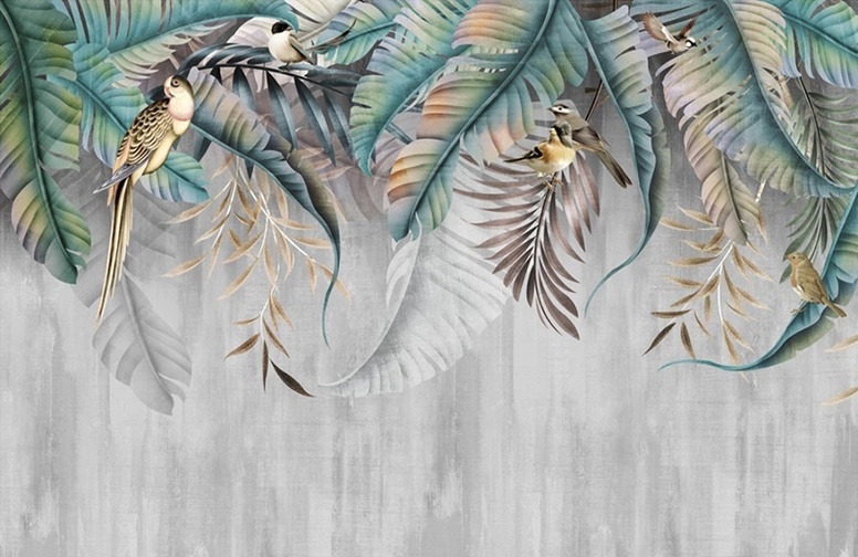 3D Ковер «Птицы в листьях папоротника»