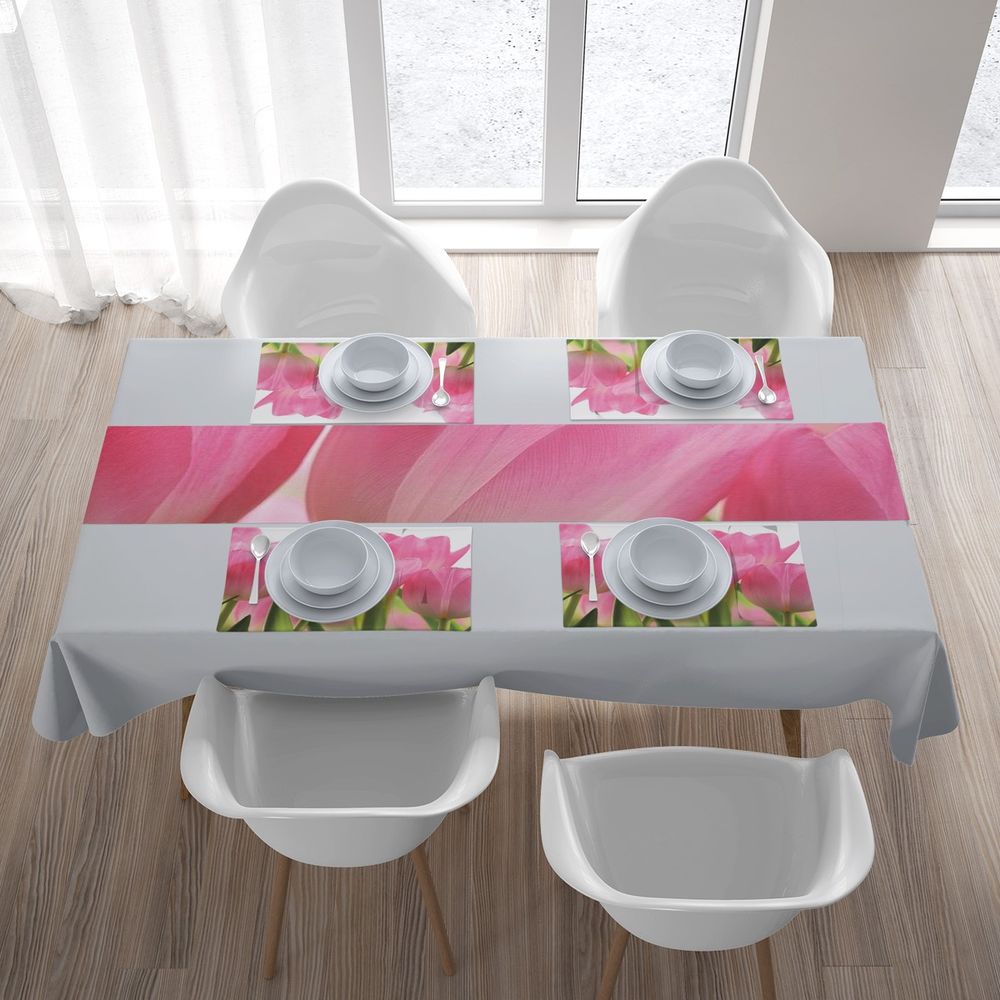 Сервировочная дорожка для кухонного стола «Крупные розовые тюльпаны» вид 5