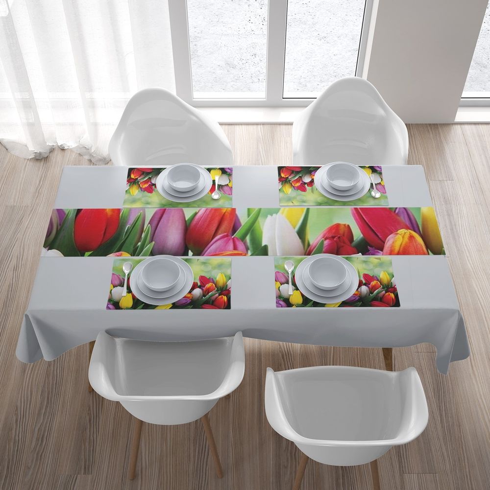 Дорожка на стол с рисунком «Разноцветные тюльпаны» вид 5
