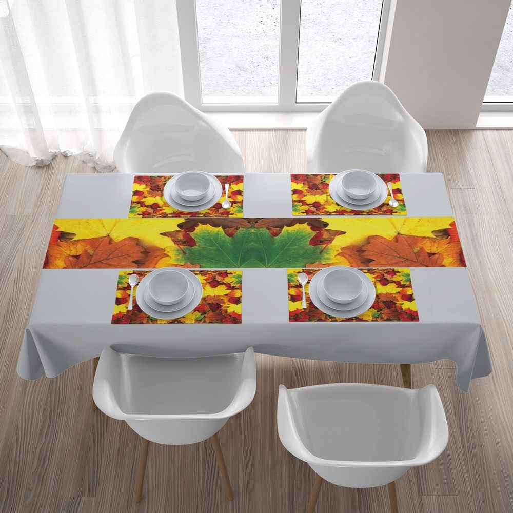 Дорожка на стол с рисунком «Разноцветная листва» вид 5