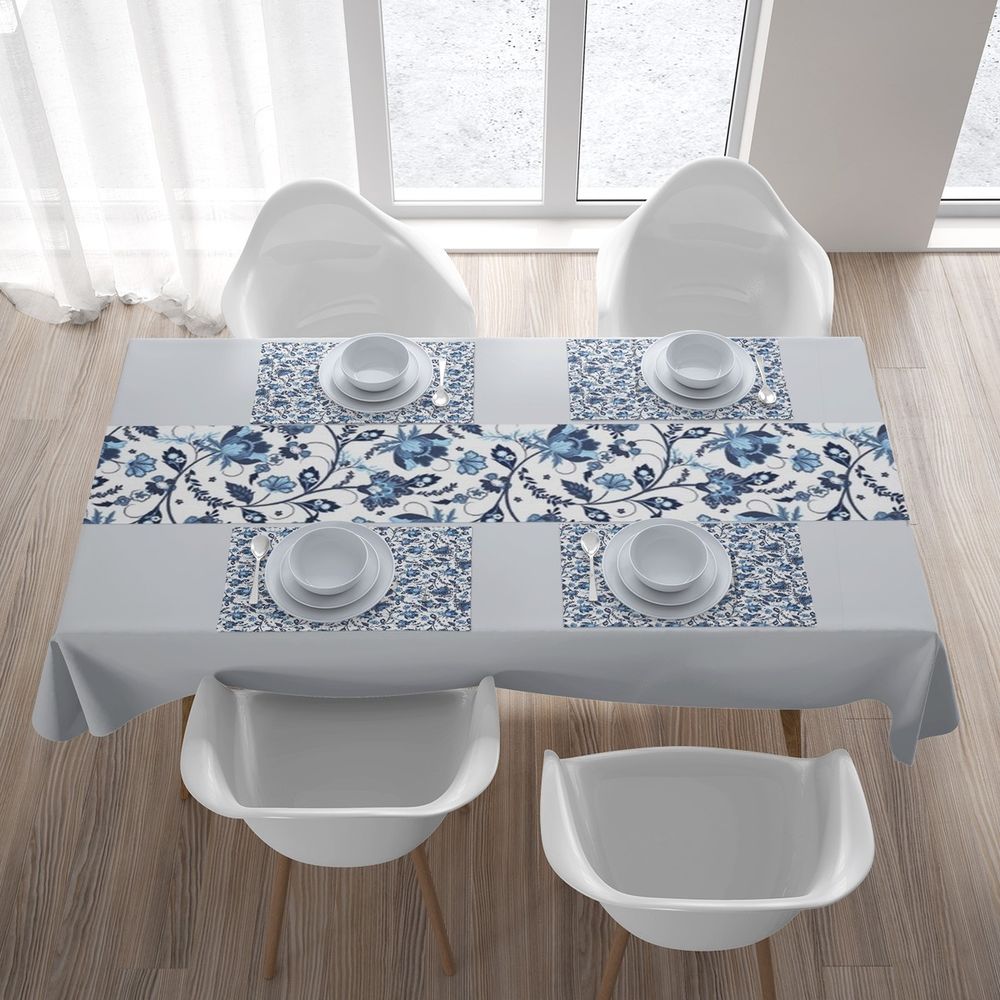 Дорожка для стола «Цветочный узор с голубым оттенком» вид 5