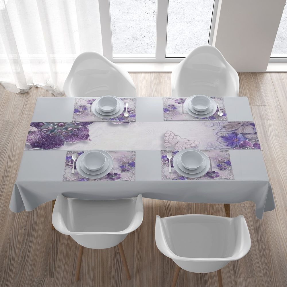 Дорожка на стол с рисунком «Ювелирные фиолетовые цветы» вид 5