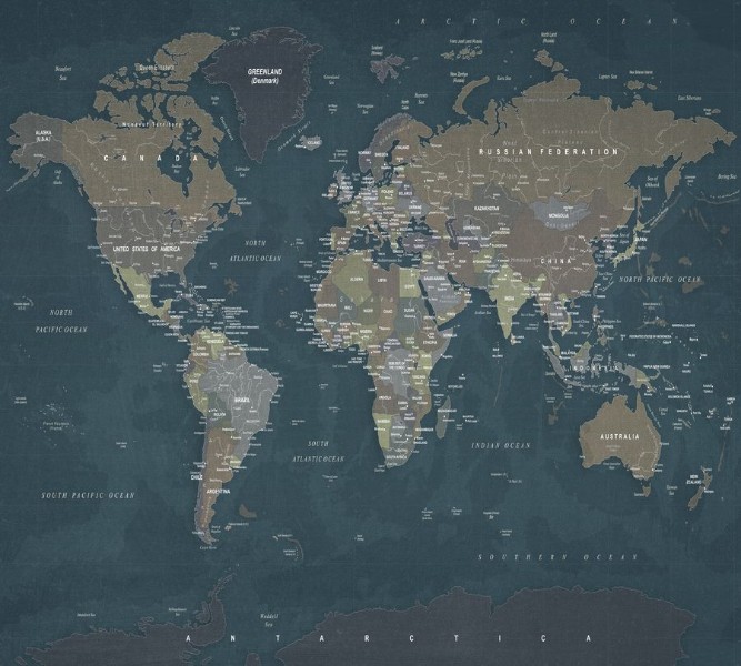 3D Фотообои Фотошторы «Джинсовая карта мира»