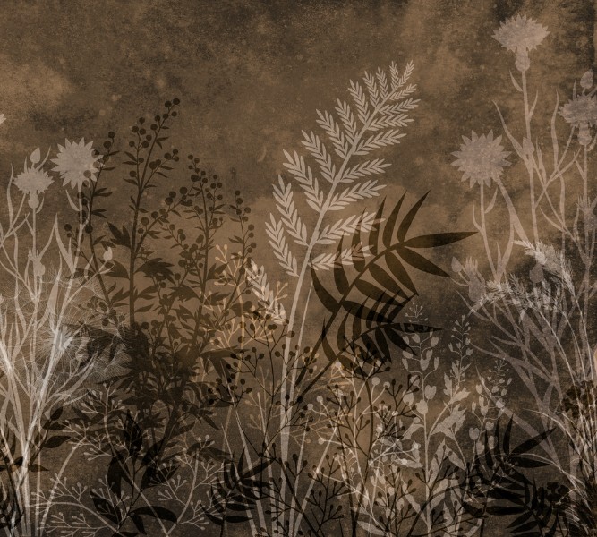 3D Фотообои Фотошторы «Композиция из полевых трав в теплых тонах»