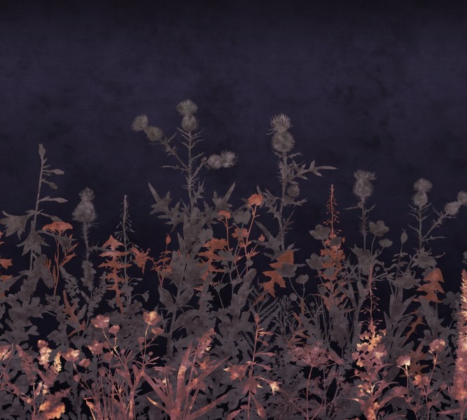 3D Фотообои Фотошторы «Полевые травы в тёплых тонах»