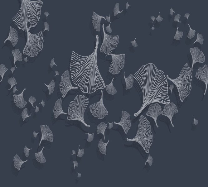 3D Фотообои Фотошторы «Круговорот из цветочных зонтиков на тёмном»