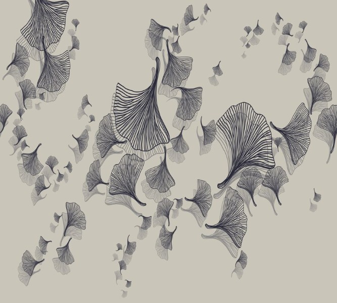 3D Фотообои Фотошторы «Круговорот из цветочных зонтиков на дымчатом фоне»