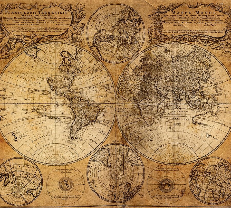 Фотошторы «Старая карта мира» вид 1