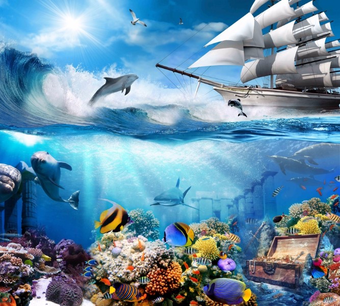 3D Фотообои Фотошторы «Морские глубины»