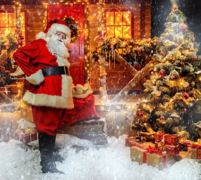 3D Фотообои Фотошторы «Домик Санта Клауса»