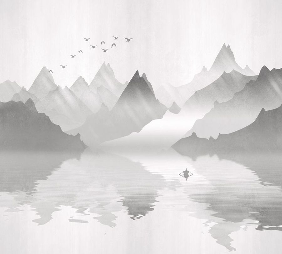 3D Фотообои Фотошторы «Туманное озеро»