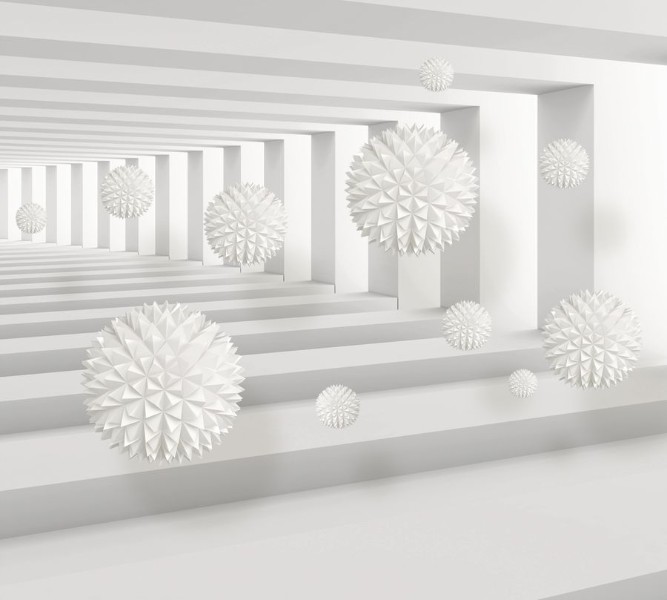 3D Фотообои Фотошторы «Колючие шары в тоннеле»