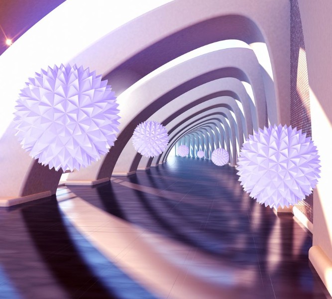 3D Фотообои Фотошторы «Солнечный тоннель»