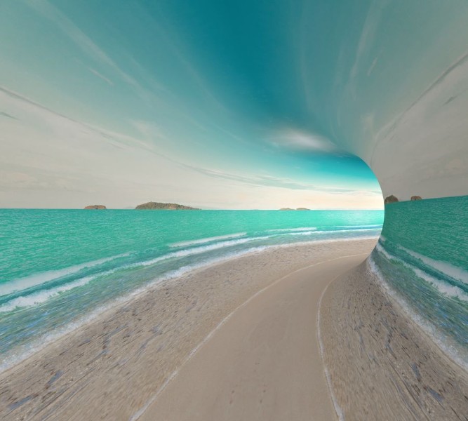 3D Фотообои Фотошторы «Морской тоннель»