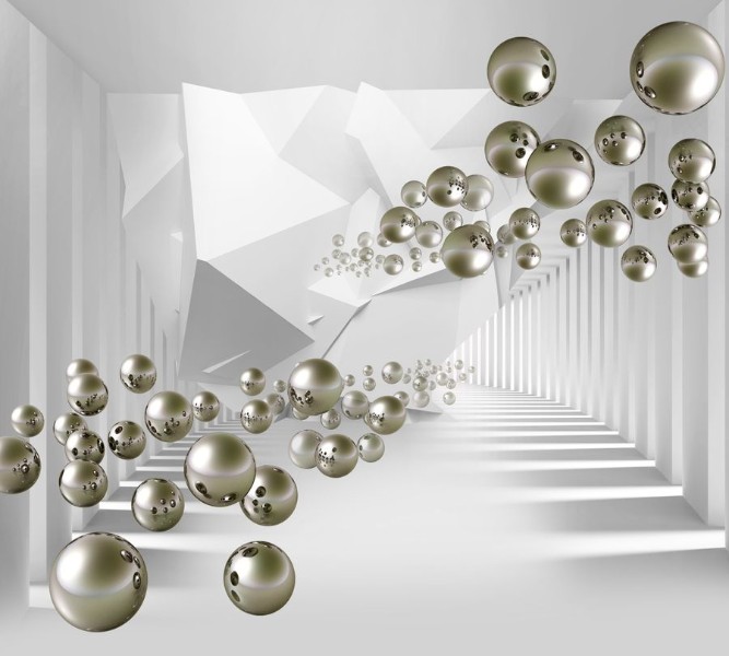 3D Фотообои Фотошторы «Абстракция с пузырями»