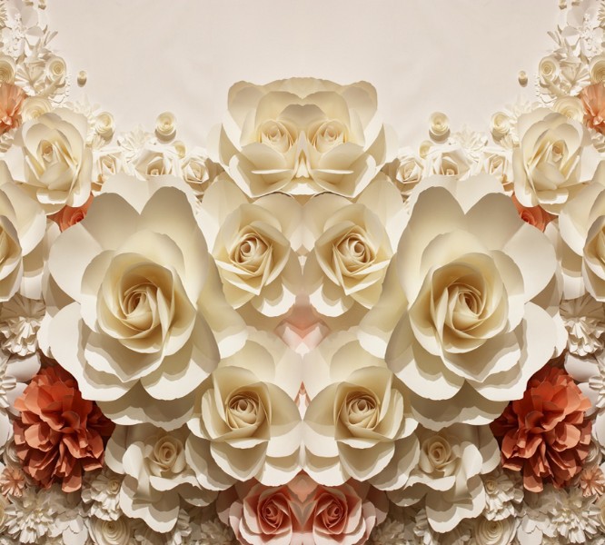 3D Фотообои Фотошторы «Бумажные цветы» 