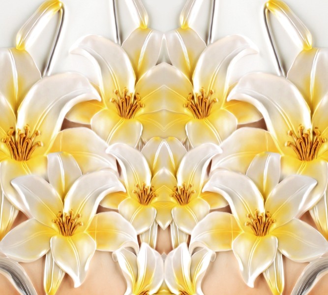 3D Фотообои Фотошторы «Объемные лилии»
