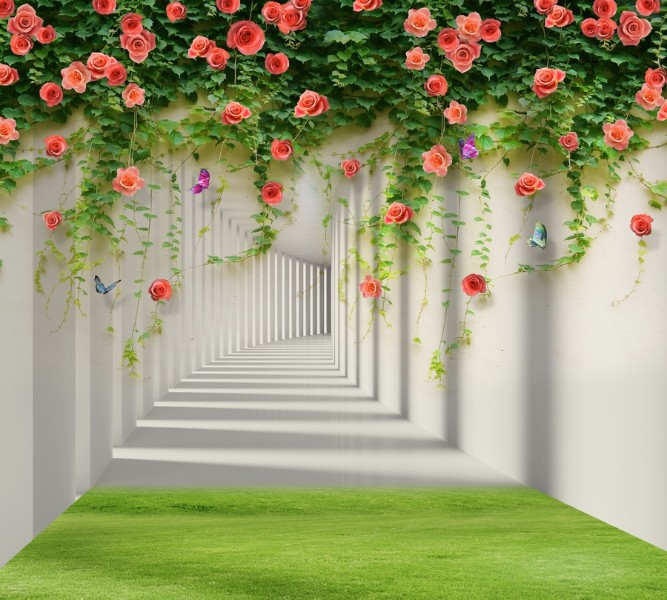 Фотошторы «Тоннель с лианами роз» вид 1