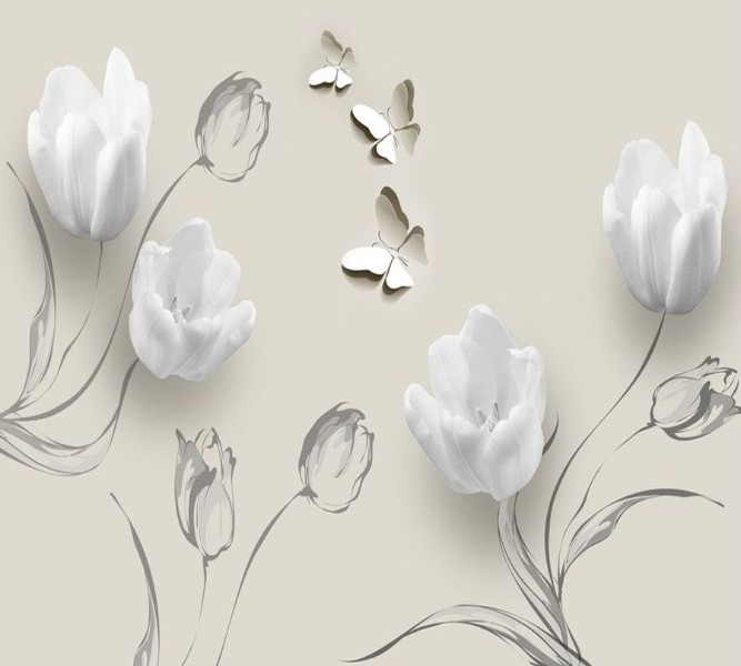 3D Фотообои Фотошторы «Ожившие тюльпаны»