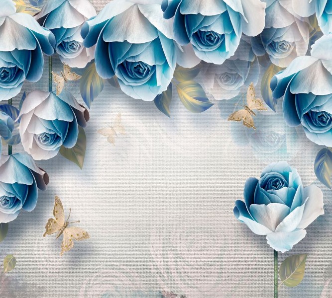 3D Фотообои Фотошторы «Арка из голубых роз»
