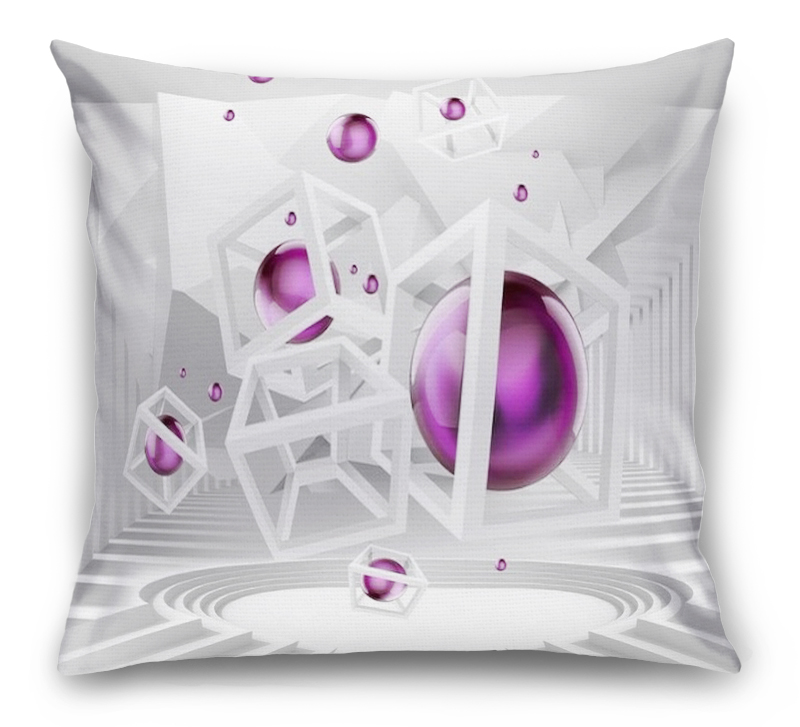 3D Подушка «Абстракция с фиолетовыми шарами» вид 1