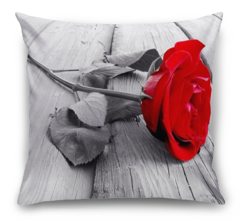 3D Подушка «Черно белое фото с красной розой» вид 6