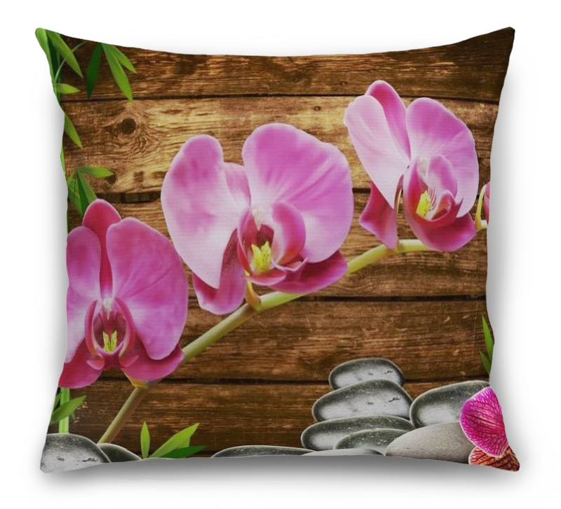 3D Подушка «Розовые орхидеи на камнях» вид 7