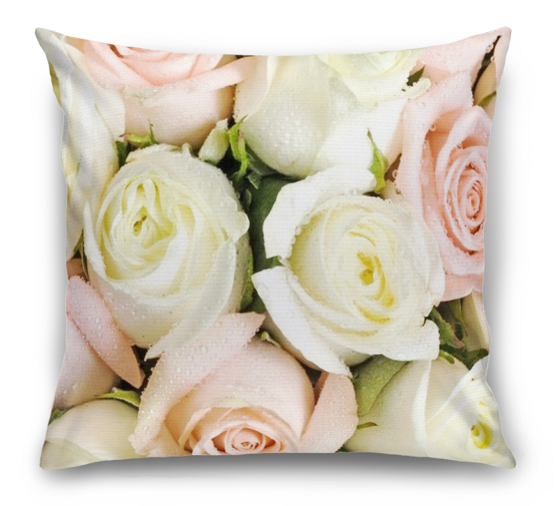 3D Подушка «Салатово-розовые розы» вид 1