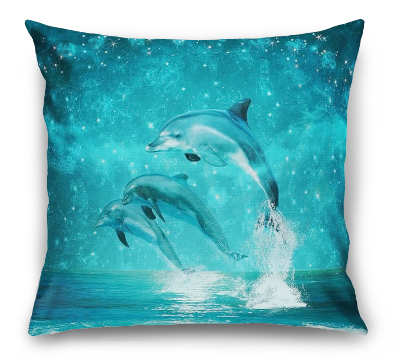 3D Подушка «Дельфины под звездным небом» вид 1
