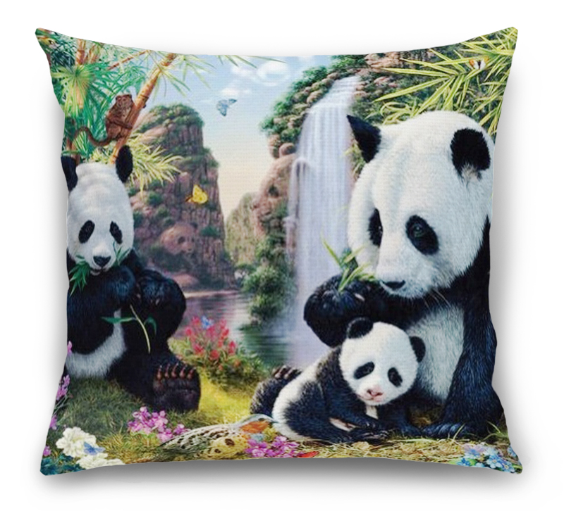 3D Подушка «Семейство панд» вид 1