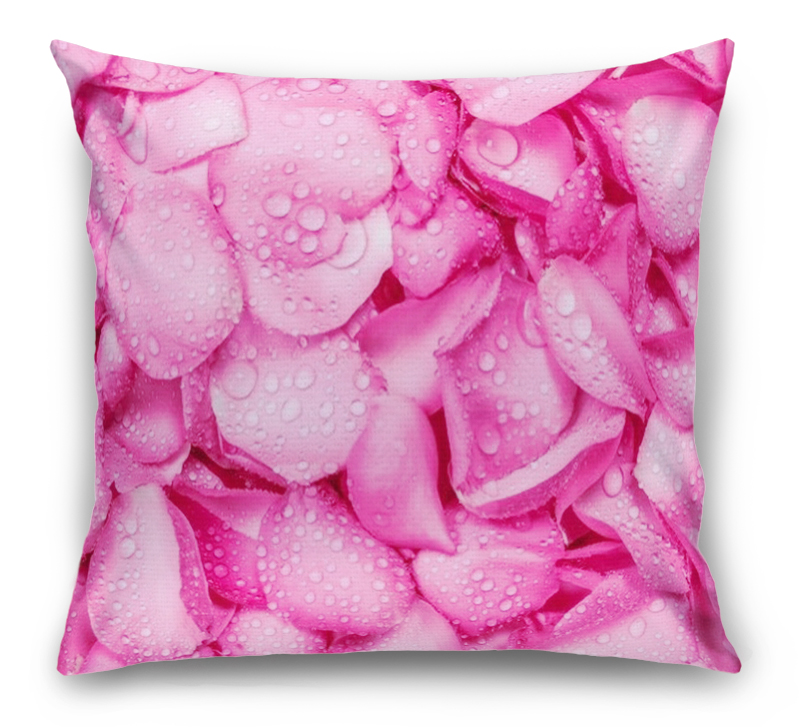 3D Подушка «Розовые лепестки в росе» вид 1