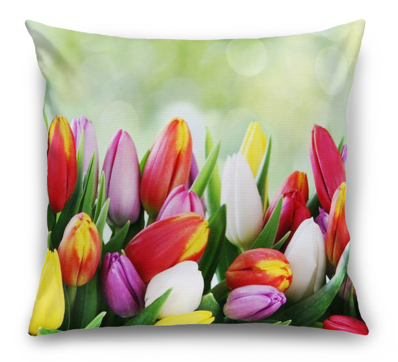 3D Подушка «Разноцветные тюльпаны» вид 7